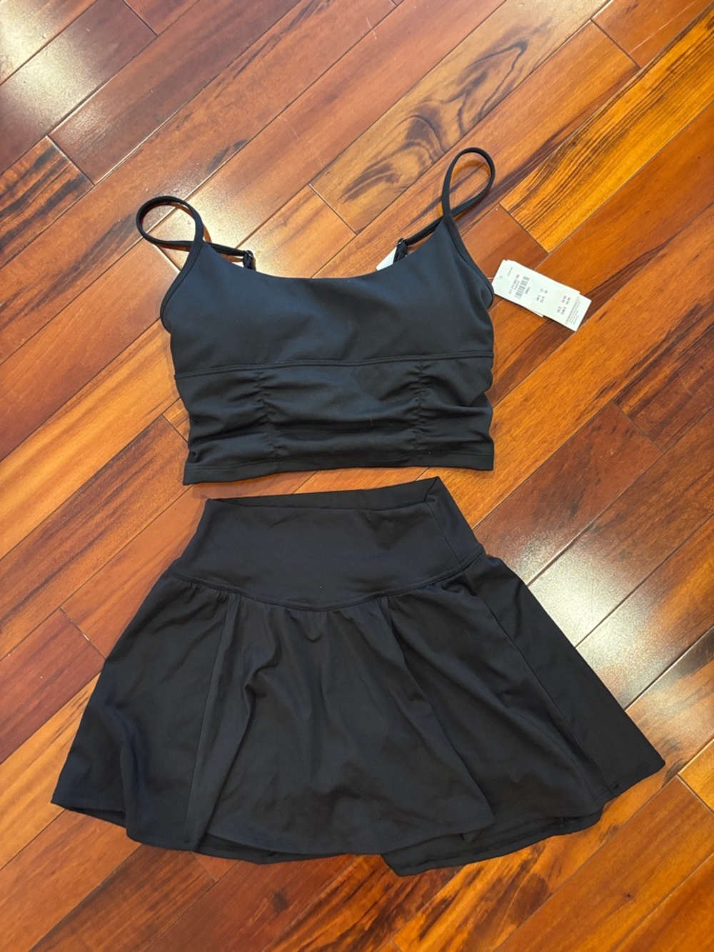 Black Two-Piece Active Crop Tank & Skort